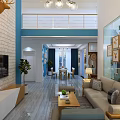 Modern Bright Loft Open Plan Living And Dining Room Interior With Chic Cozy Furnishings
