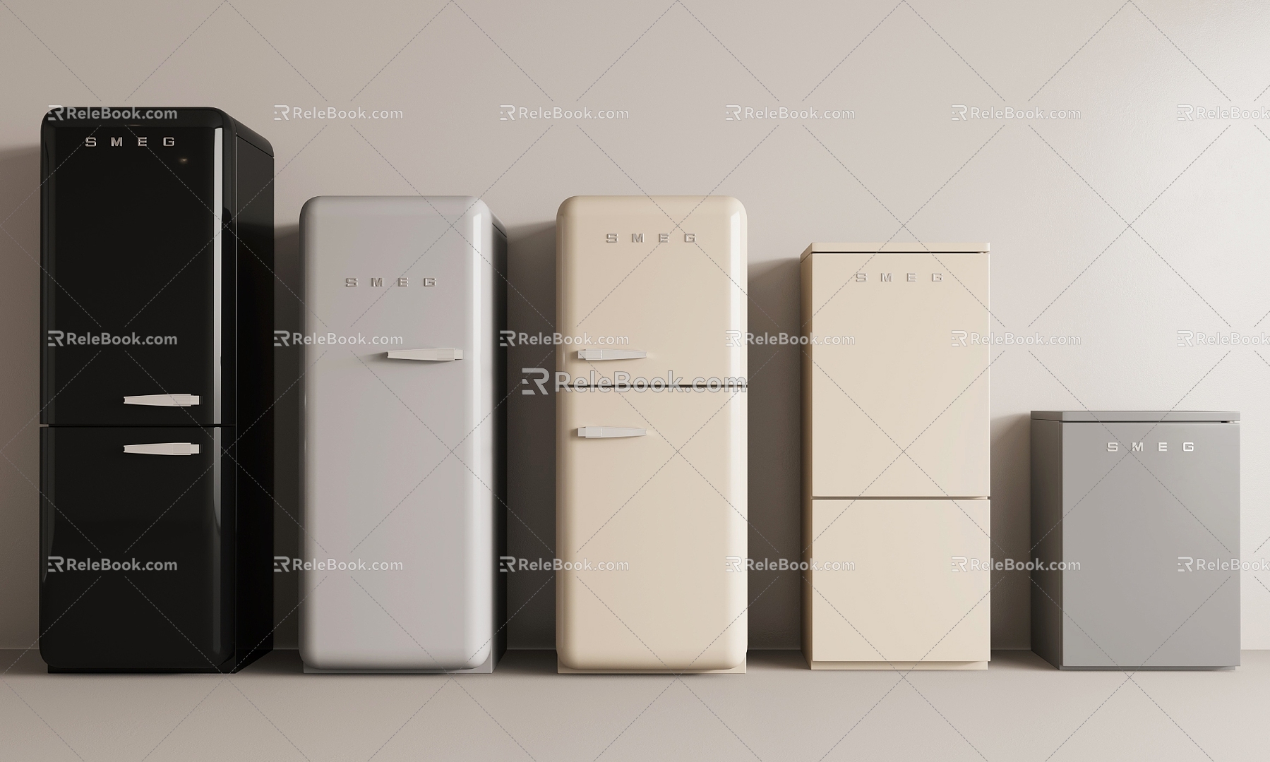 Modern refrigerator mini refrigerator single door refrigerator 3d model