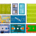 Various Sports Court Design Layouts With Football Basketball And Other Fields