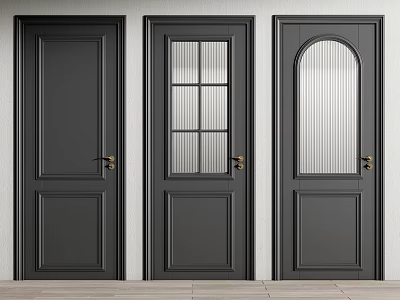 French swing door single door kitchen and bathroom glass door 3d model