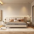 Modern Bedroom Interior Design With Upholstered Headboard Nightstands Soft Lighting And Chevron Rug