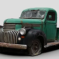 Vintage Green And Black Classic Truck With Rusty Exterior Design