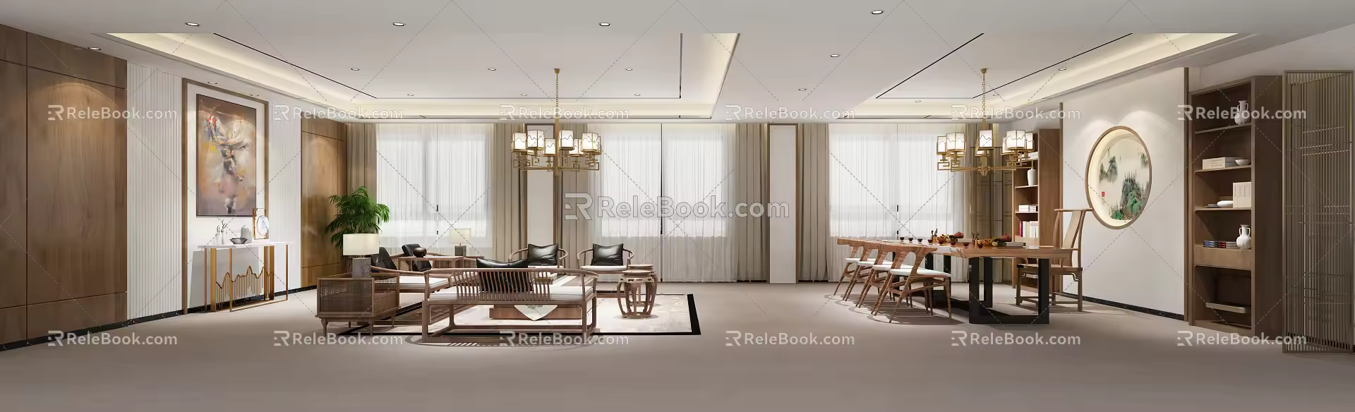 New Chinese-style reception room 3d model