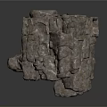 Natural Cave Interior With Rough Rock Walls Wooden Pole And Scattered Stone Blocks