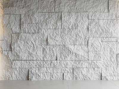 White Textured Stone Background Wall With Natural Rough Surface And Modern Design 3d model