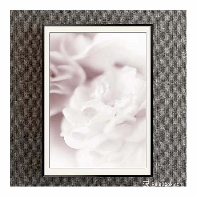 Framed Botanical Plant Painting Featuring Soft White Flower Art For Home Decor 3d model 