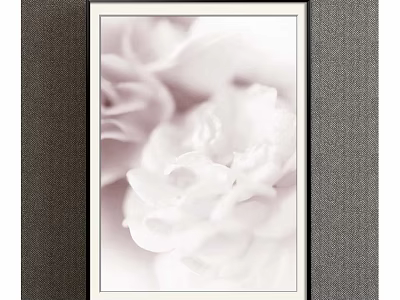 Framed Botanical Plant Painting Featuring Soft White Flower Art For Home Decor 3d model