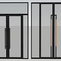 Modern Casement Doors With Black Frames Transparent Glass And Stylish Handles