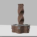 Spiral Brick Structure Design With Base Platform And Black Openings 3d model