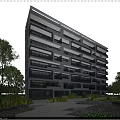 Modern Residential Building With Multiple Balconies And Green Surroundings Including Water Elements