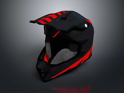 Black And Red Tactical Military Helmet With Ventilation System And Protective Gear Design 3d model