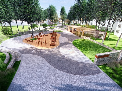 Natural children's play area rural wild ecological fitness 3d model