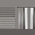Gray Curtains With Various Design Curtain Rods For Home Decoration Ideas 3d model
