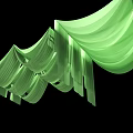 Elegant Green Ceiling Drapery With Flowing Fabric And Decorative Design