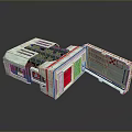 Open Computer Case Design Featuring Green Components Pink Panel And Red Labels