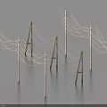 Industrial Equipment Featuring Utility Poles And Multiple Power Lines Structure