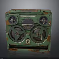 Vintage Green Tape Recorder With Rusted Body And Tape Reels