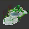 Terminal Area Design Featuring Satellite Dishes Tower Blue Pool Lamp Posts And Green Plants