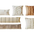 Textured Decorative Throw Pillows With Various Patterns Different Shapes And Neutral Tones 3d model