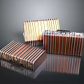 Three Shiny Striped Bronze Metal Storage Boxes With Classic Lock Details
