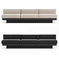 Modern Multi-seat Sofa in Beige and Black with Clean Lines and Low Profile Design