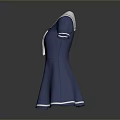 Blue Sailor Style Dress With White Collar Short Sleeves And Ribbon Tie