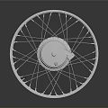 Shiny Chrome Motorcycle Spoke Wheel with Silver Rim and Reflective Surface
