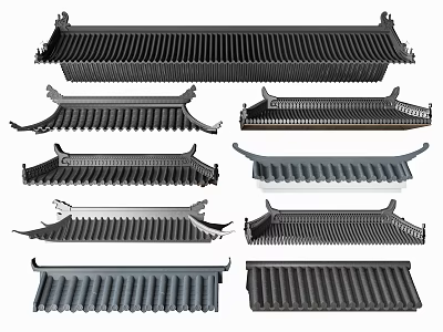 Traditional Chinese Architectural Roof Tile Components With Various Styles And Shapes 3d model