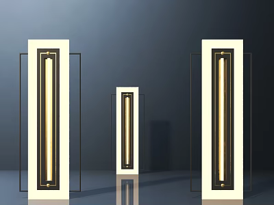 Modern Rectangular Wall Lights With White Frame Black Trim And Warm Glow 3d model