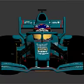 Sleek Blue Formula 1 Car With Castrol Logo Yellow Wheels And Aerodynamic Design