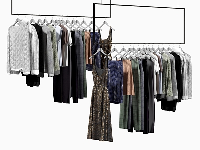 Modern clothes clothing store display rack 3d model