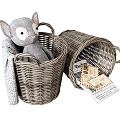 Modern Storage Basket Doll Muppet Doll Animal Doll Bamboo Basket Bamboo Basket Newspaper Blanket 3d model