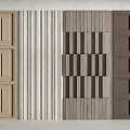 Various Wall Panel Designs Including Wooden Vertical Strips Geometric Pattern and Dark Brown Panels 3d model