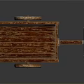 Traditional Wooden Cart With Large Spoked Wheel And Wooden Handle Frame
