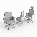 Modern Black Office Chairs With Wheels And Different Styles In White Background 3d model