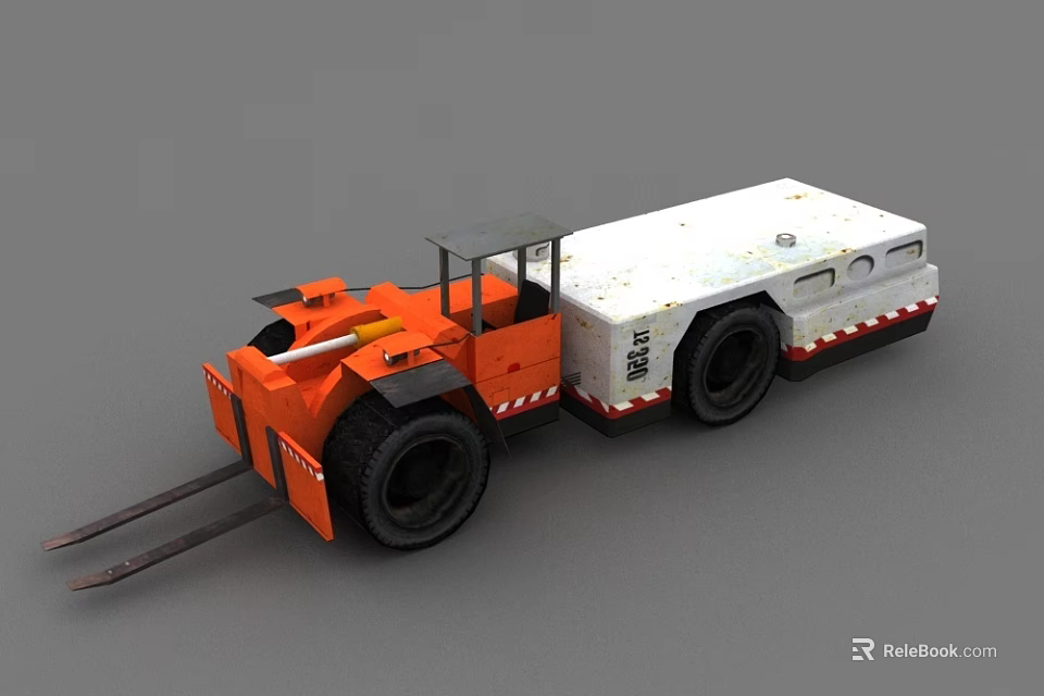 Orange And White Industrial Functional Forklift Vehicle With Heavy Duty Front Forks Design 3d model 