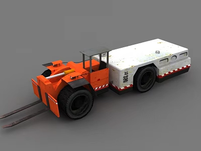 Orange And White Industrial Functional Forklift Vehicle With Heavy Duty Front Forks Design 3d model