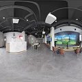 Modern Indoor Golf Fitness Center With Simulation Screen And Lounge Seating