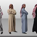 Men In Traditional Robes And Headscarves With Arms Crossed In Various Colors