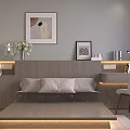 Modern Minimalist White TV Stand With TV Storage Drawers And Light Curtains Interior