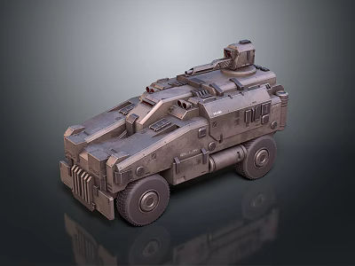 Military Armored Tank With Heavy Metal Structure And Wheeled Combat Design 3d model