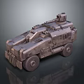 Military Armored Tank With Heavy Metal Structure And Wheeled Combat Design