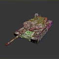 Camouflage Painted Military Tank With Modern Turret And Main Gun Barrel