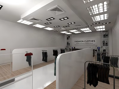 Fashion Clothing Store Interior With Modern Design Clothing Racks And Displays 3d model