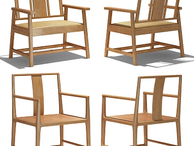 Wooden Leisure Chair With Armrest And Minimalist Design For Home Living Room Furniture 3d model