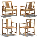 Wooden Leisure Chair With Armrest And Minimalist Design For Home Living Room Furniture