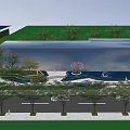 Modern Garden Landscape Design With Green Trees Water Features And Pathways