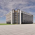 Modern Office Building Exterior Design With Large Glass Windows Open Square And Green Lawn