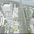 Modern Urban Aerial Planning Featuring High Rise Buildings Road Networks And Green Spaces