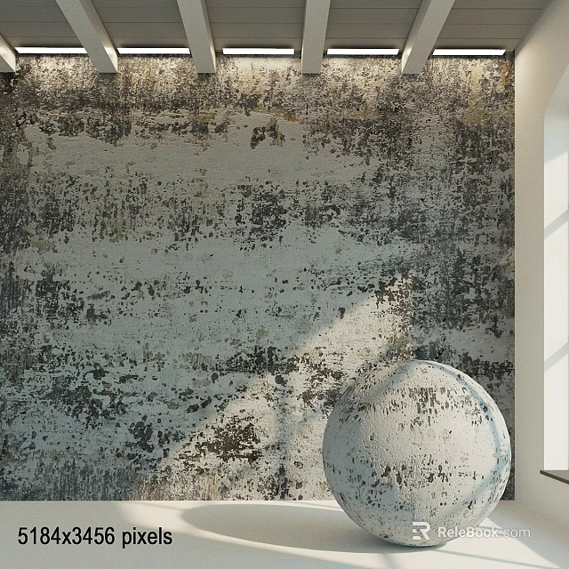 Weathered Textured Wall With Circular Decorative Component And Natural Light 3d model 
